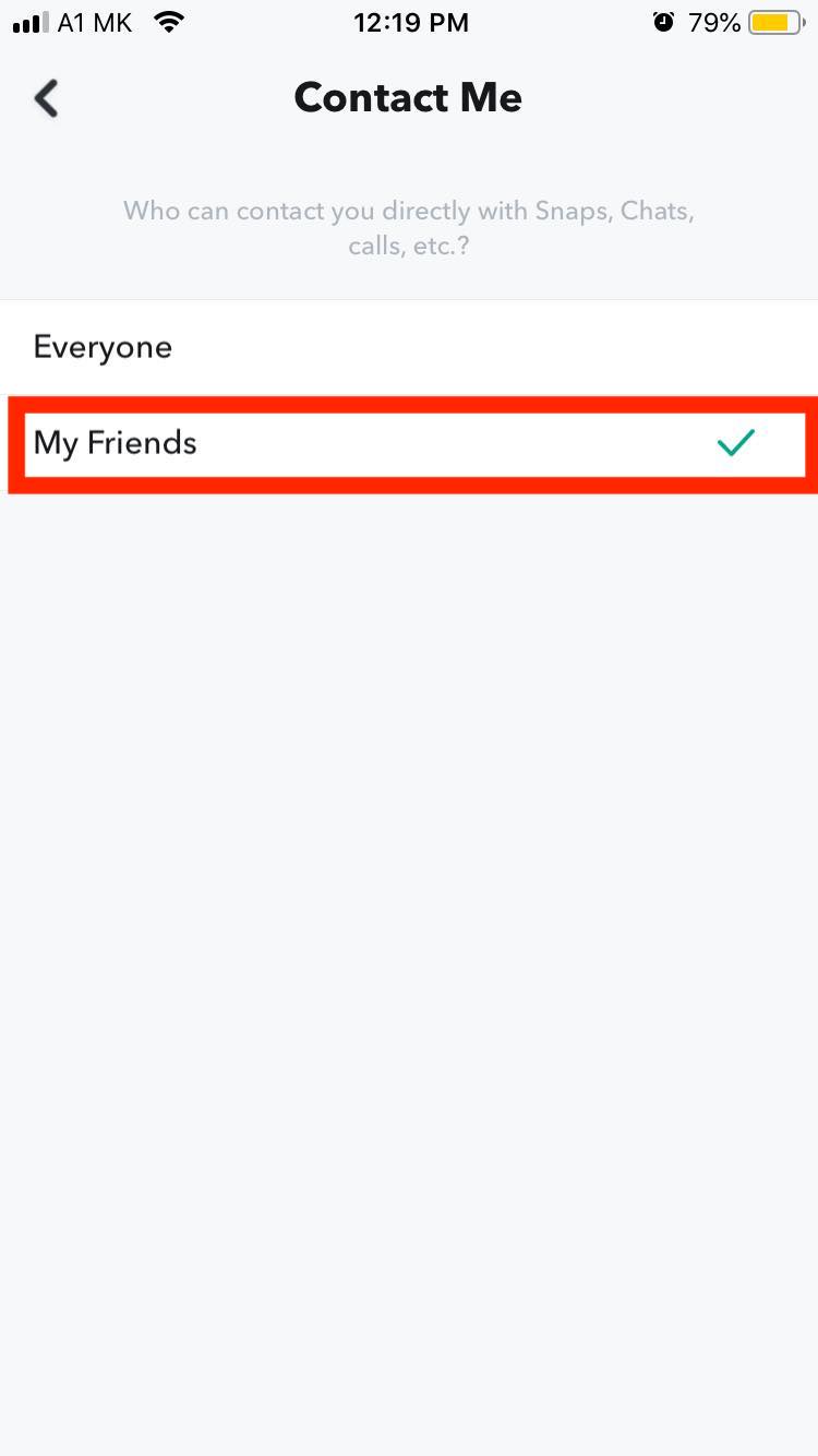 snapchat my friends option 