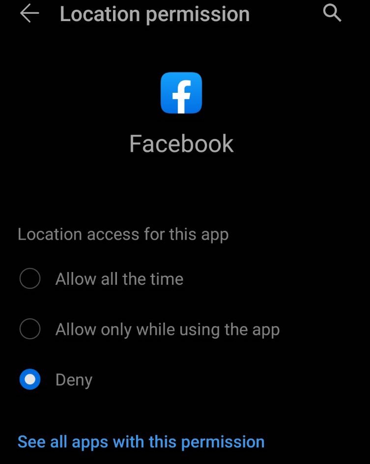 Facebook Location options
