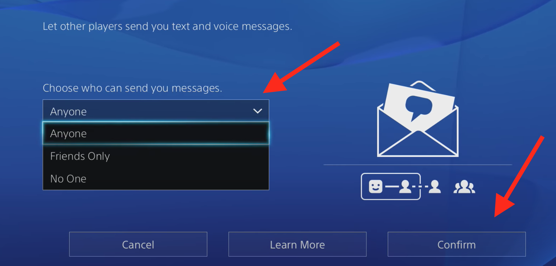 playstation messages settings 