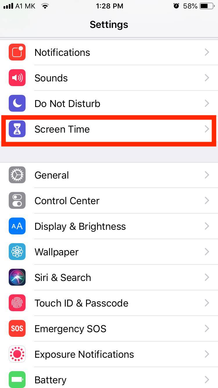 iphone screen time settings