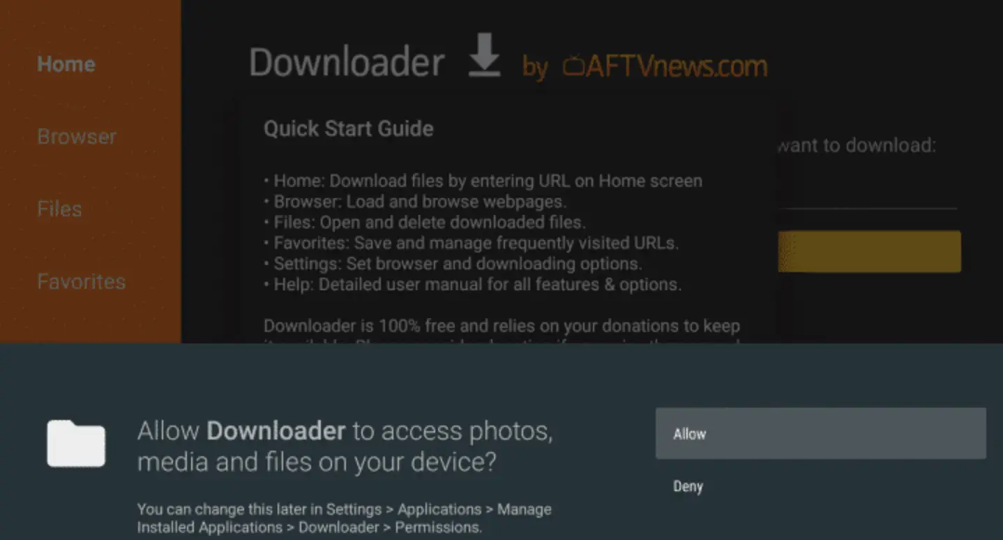 Downloader Allow option