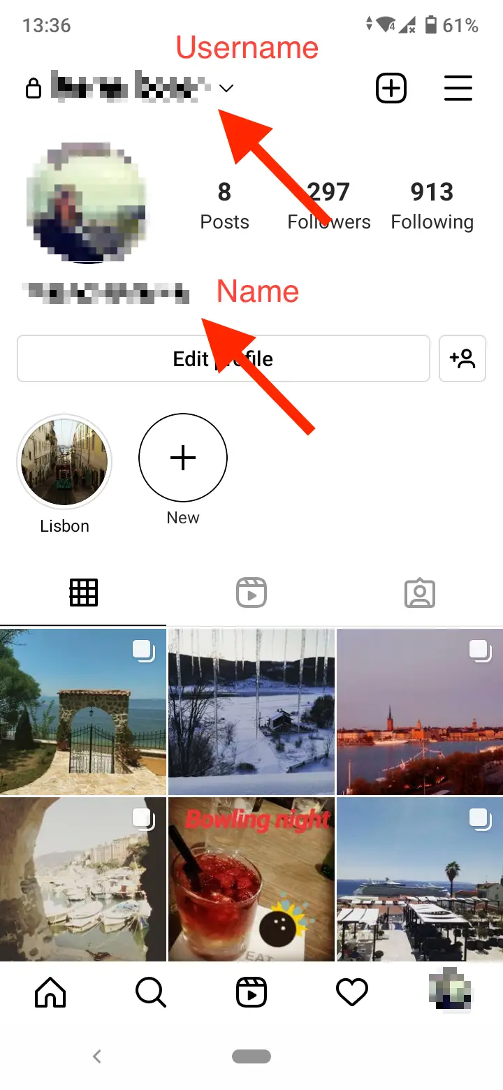 Difference between Instagram name and username