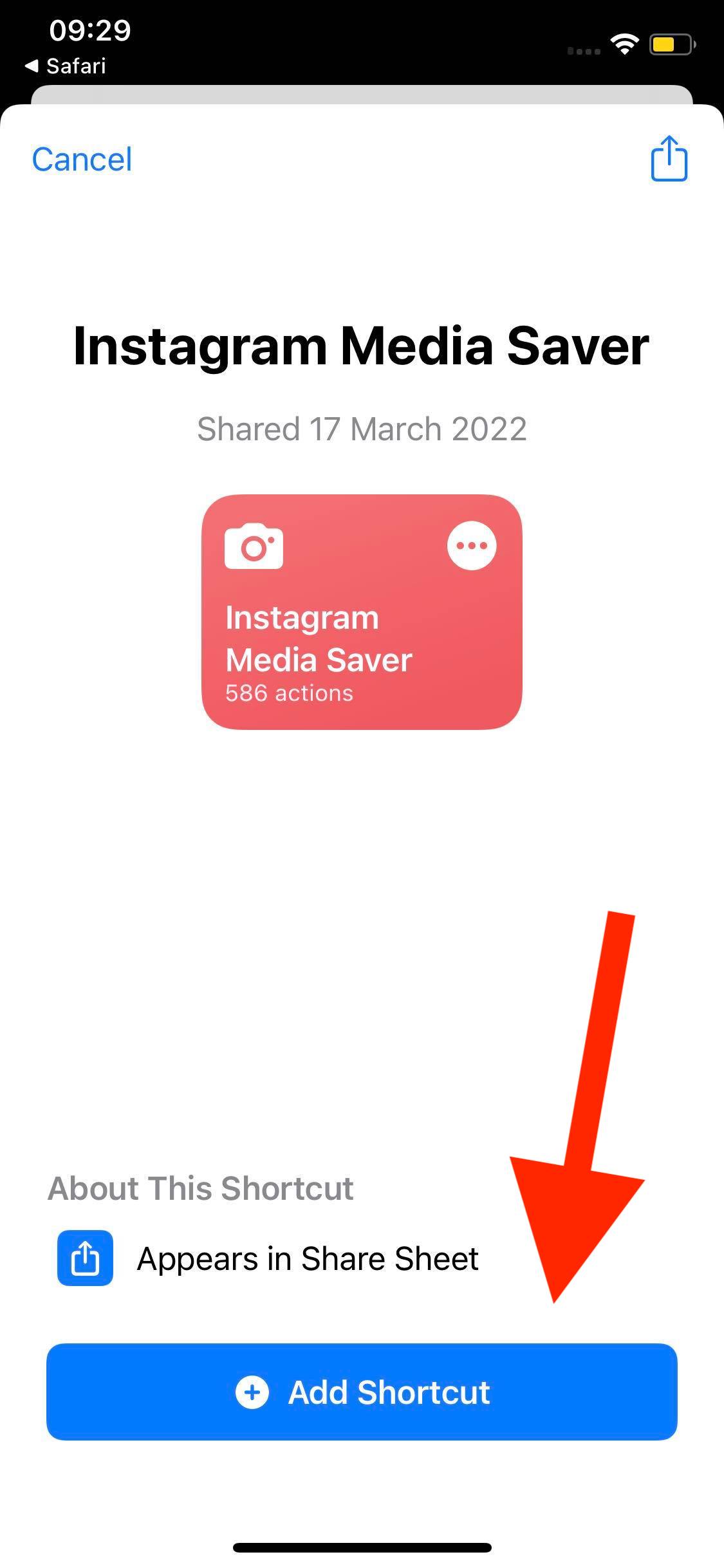 instagram media server shortcut