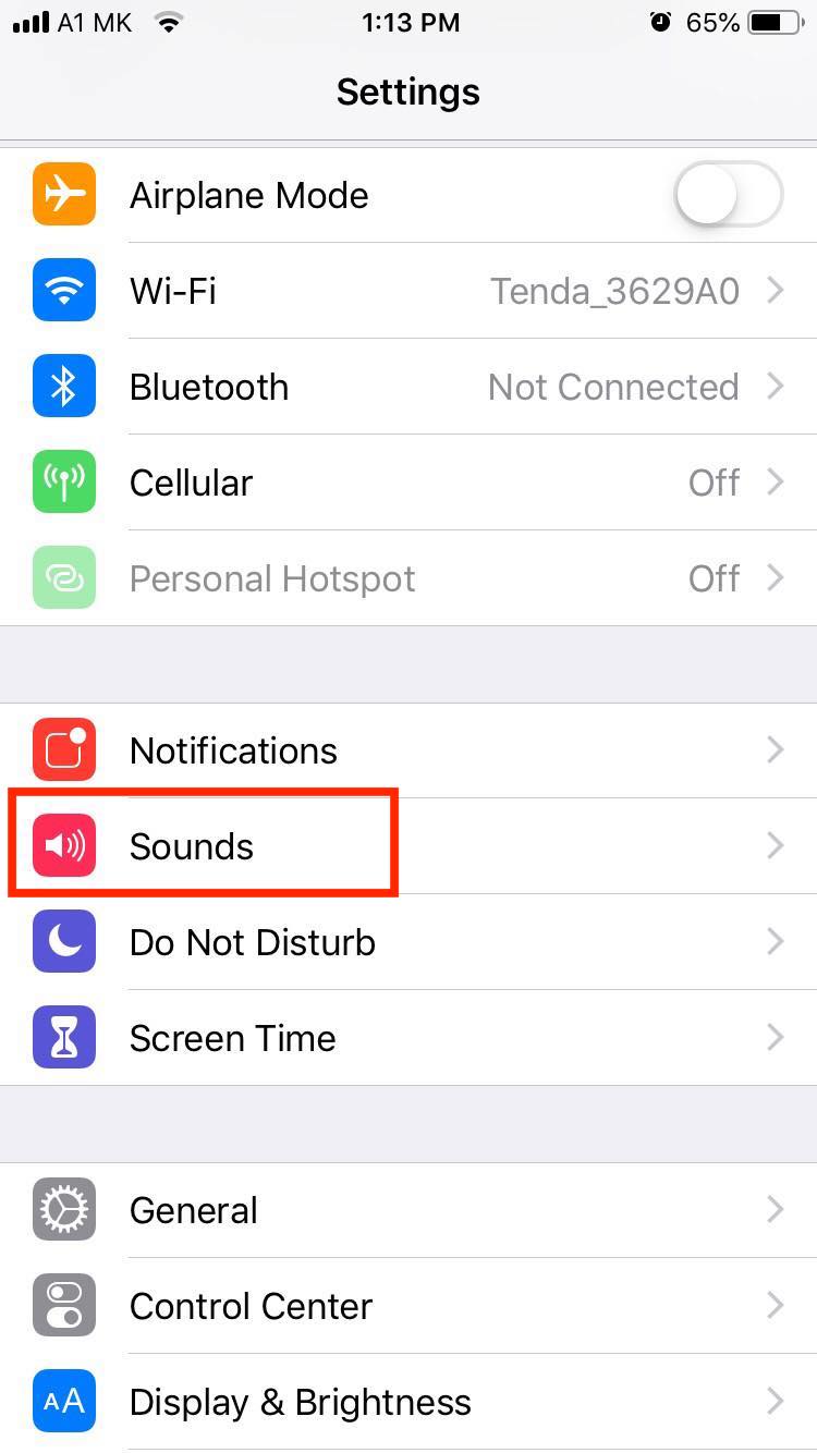 iphone sounds option