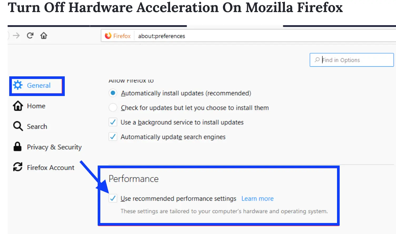 Hardware acceleration - Mozilla Firefox