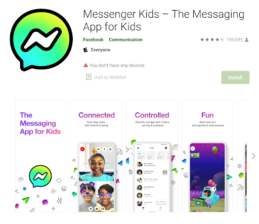 Google play store messenger kids app
