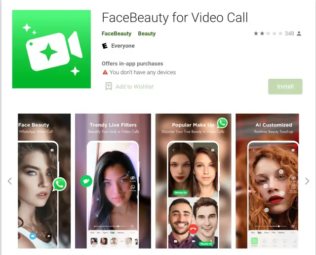 FaceBeauty for video calls app