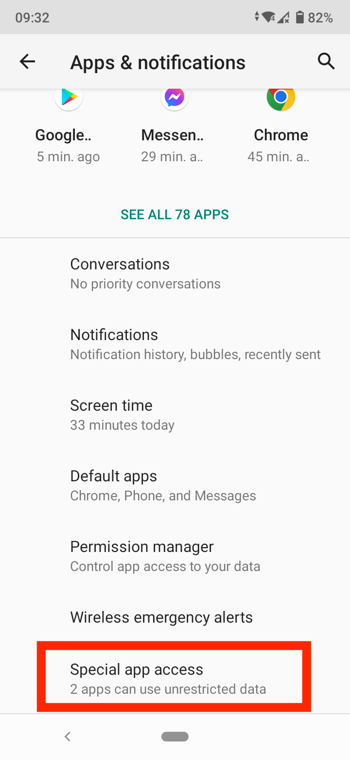 android special app access 